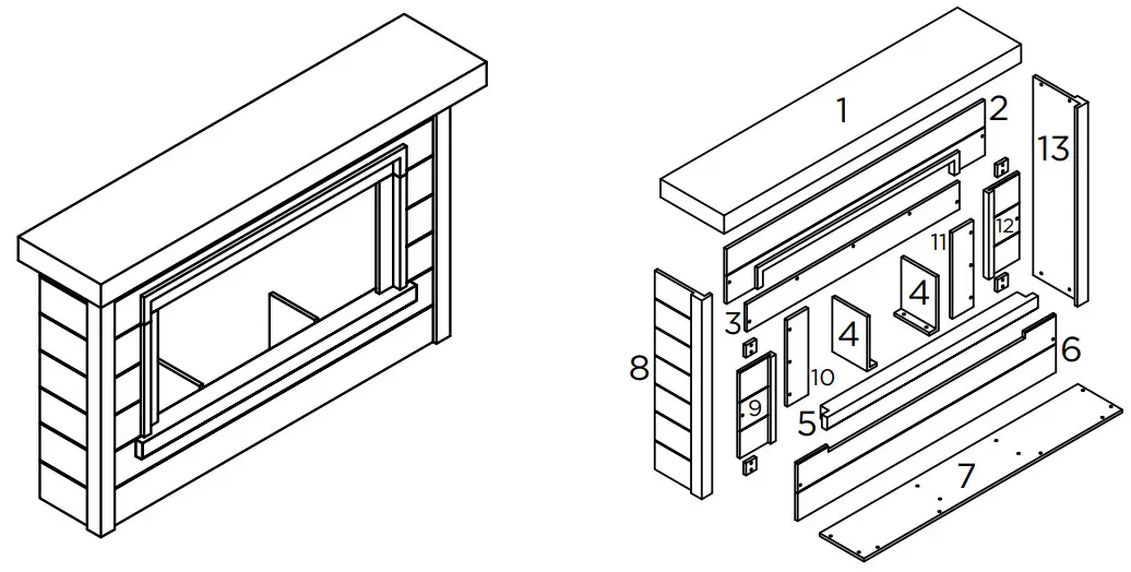 real flame 4220E Bernice Landscape Electric Fireplace - Parts List