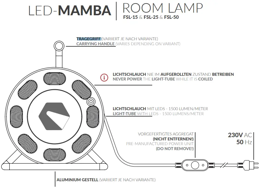 KSE-LIGHTS FSL 15 LED Mamba Room Lamp - TRAGEGRIFF
