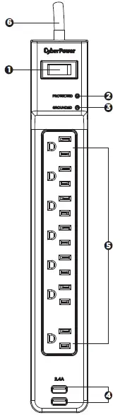 CyberPower-P704URC1-7-Outlet-Surge-Protector-Power-Strip-fig-1