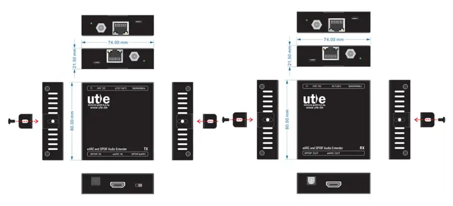 ute AU 200X eARC and SPDIF Audio Extender Set - Panel