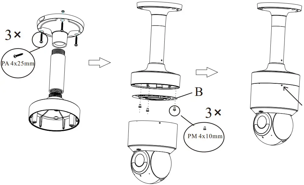 speco technologies O4P4X2 Megapixel Network IR Outdoor PTZ Camera - three tapping screws