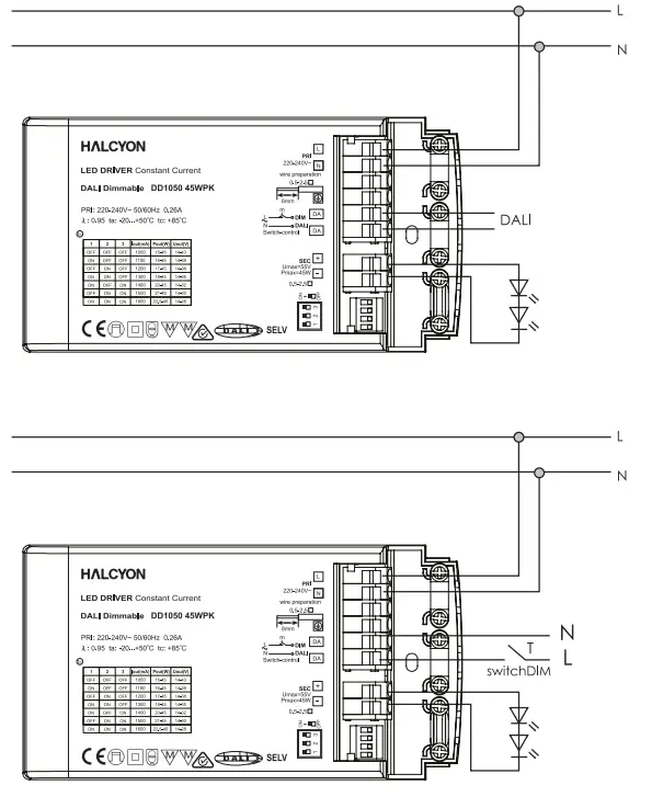 HALCYON DD1050 45WPK Dali Dimming LED Driver - waring