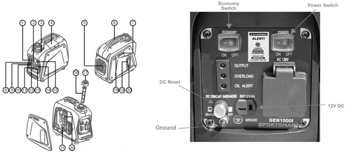 Buffalo GEN1000I Gasoline Inverter Generator - Air filter cover
