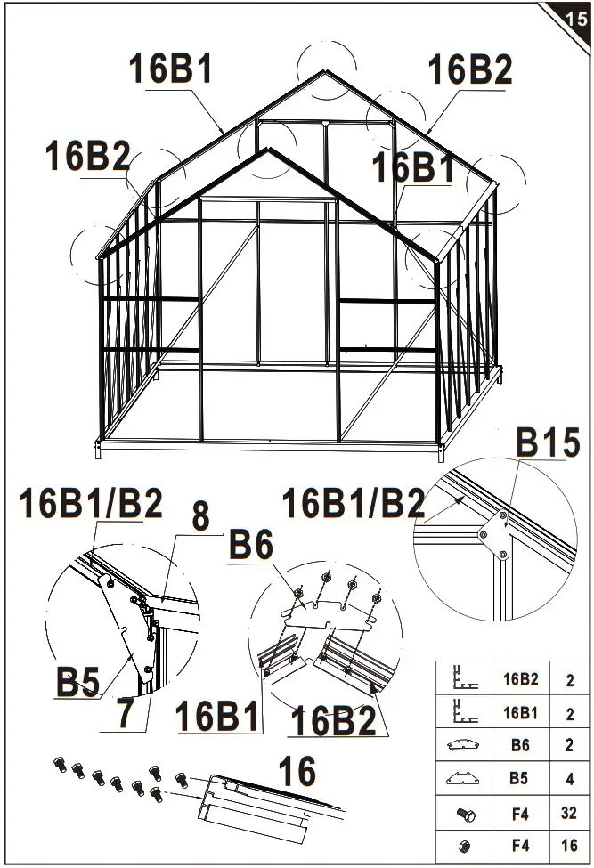 Outsunny 845 533 Aluminum Polycarbonate Greenhouse - overview 19