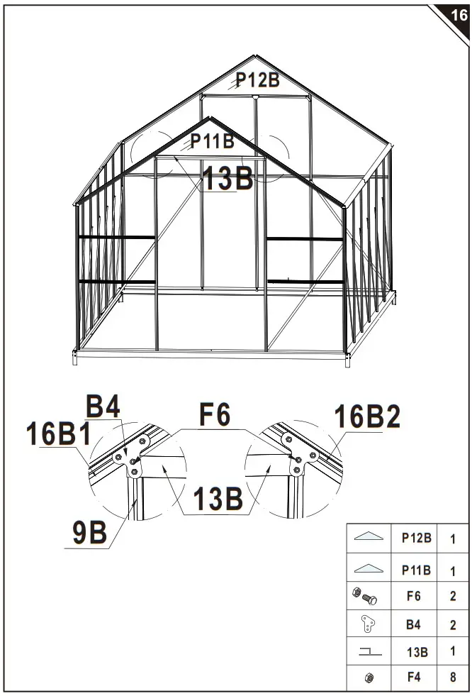 Outsunny 845 533 Aluminum Polycarbonate Greenhouse - overview 20