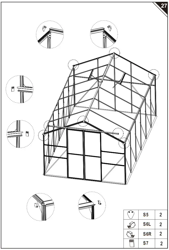 Outsunny 845 533 Aluminum Polycarbonate Greenhouse - overview 31